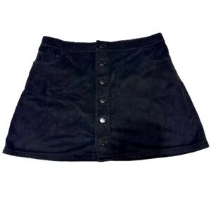 EXPRESS Black Faux Velvet Buttoned High Waisted Skirt Dark Academia Fall Goth